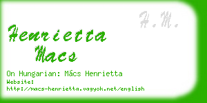 henrietta macs business card