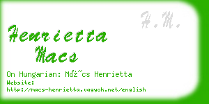 henrietta macs business card